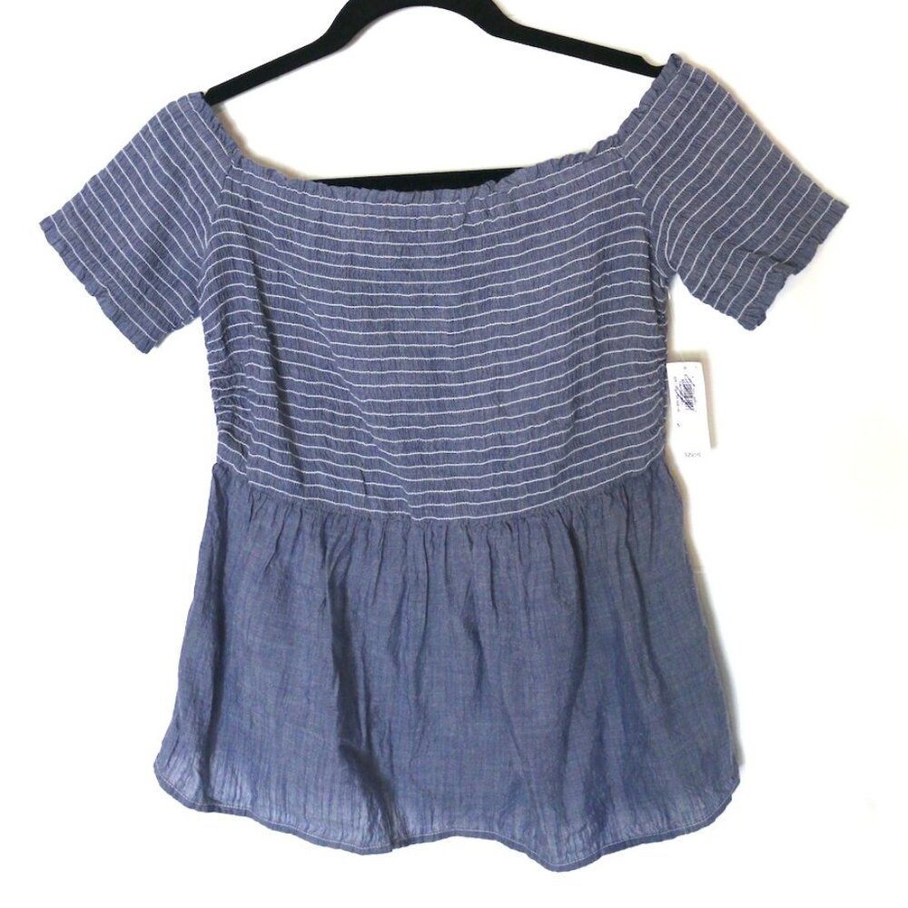 NWT Old Navy Chambray Smocked Top Women's Size Small